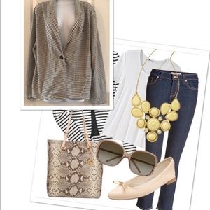 Cato Black and White Striped Blazer Sz 22/24W